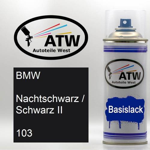 BMW, Nachtschwarz / Schwarz II, 103: 400ml Sprühdose, von ATW Autoteile West.